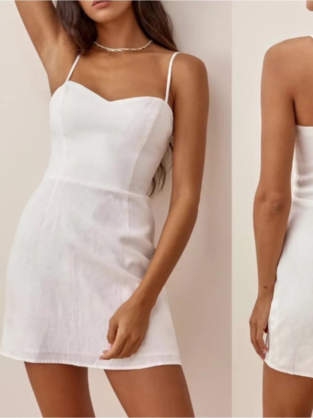Reformation white linen mini dress